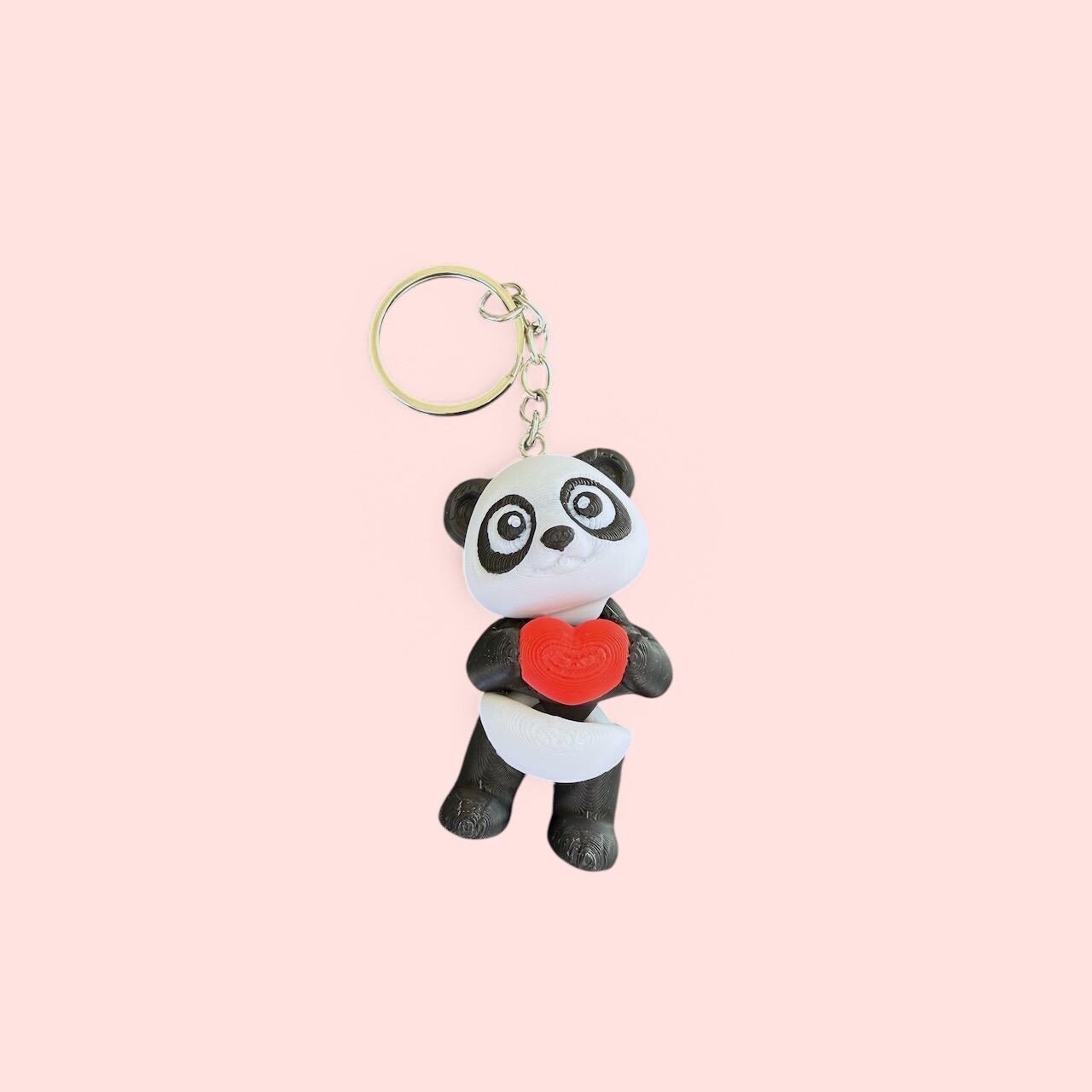 Mini Panda Keychain / 3D printed Panda with Heart - RJM Customs