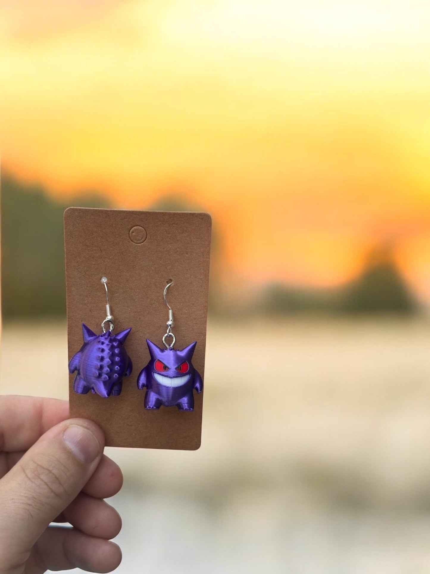 Gengar Inspired Earrings / 3d printed Earrings - RJM Customs