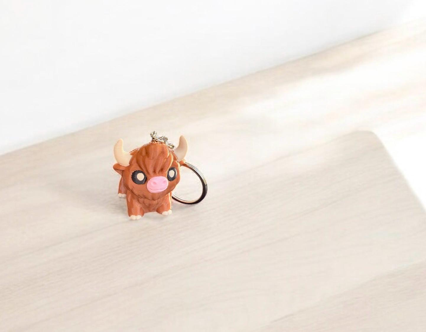 Highland Cow Keychain / 3D Printed Cow