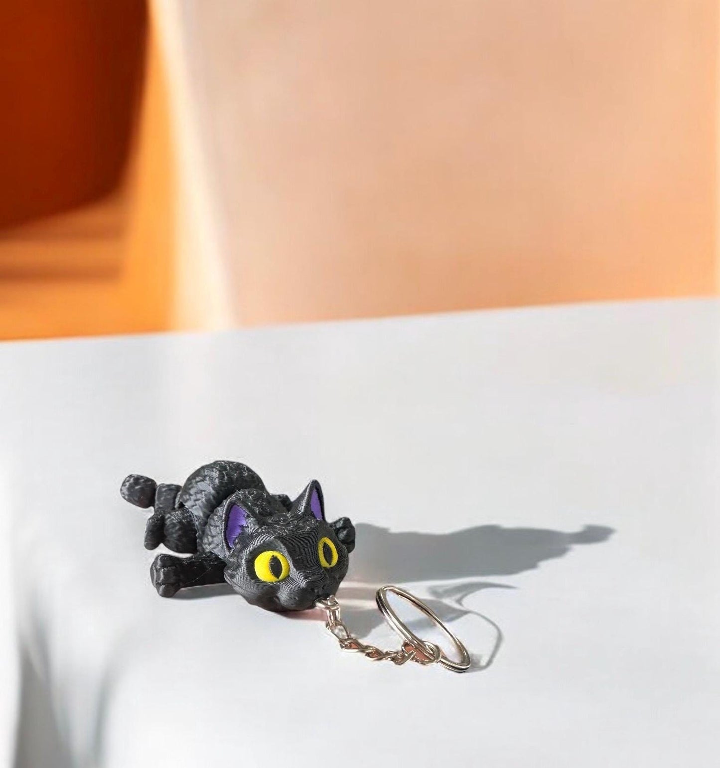 Mini Black Cat Keychain / 3d Printed Cat Keychain - RJM Customs