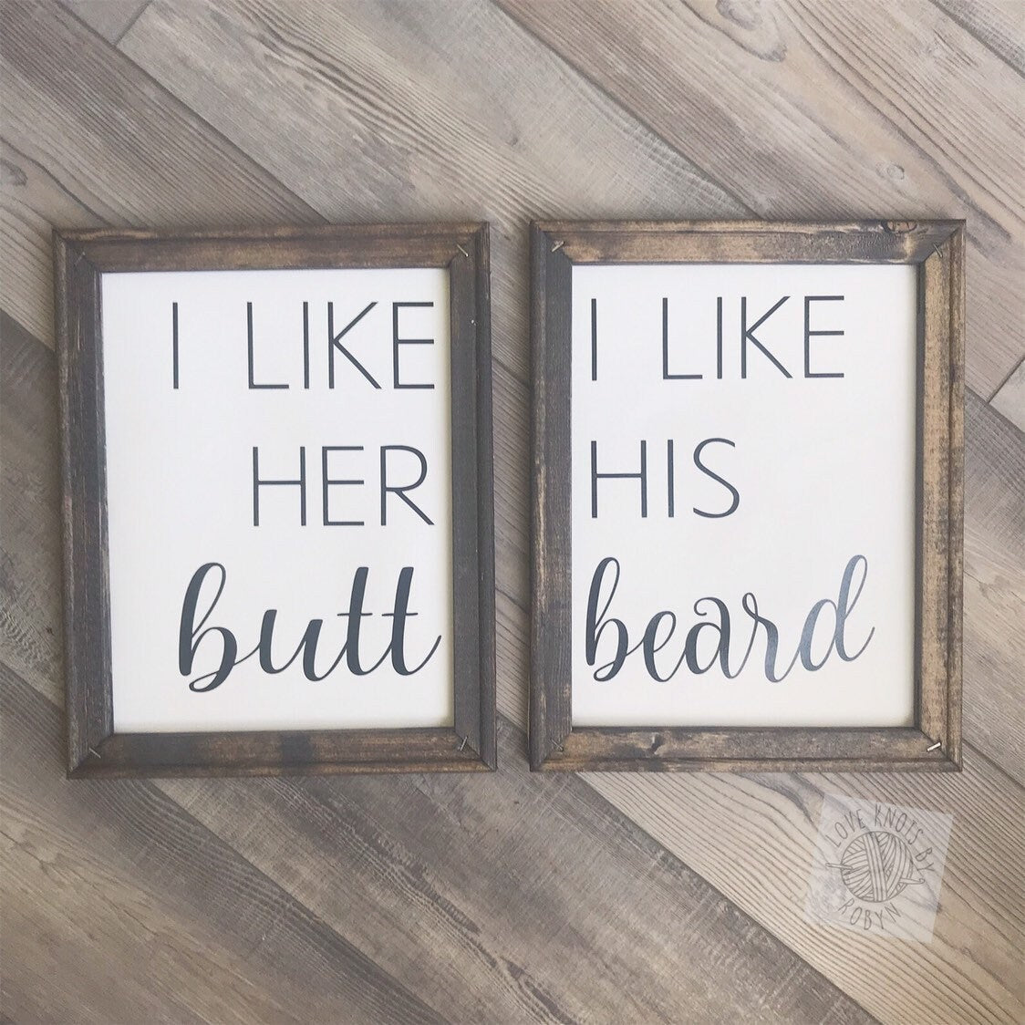 I Like Her BUTT / I Like His BEARD reverse canvas sign