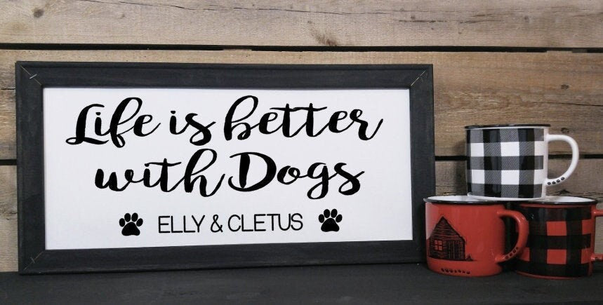Life Is better with Dogs Reverse Canvas Sign