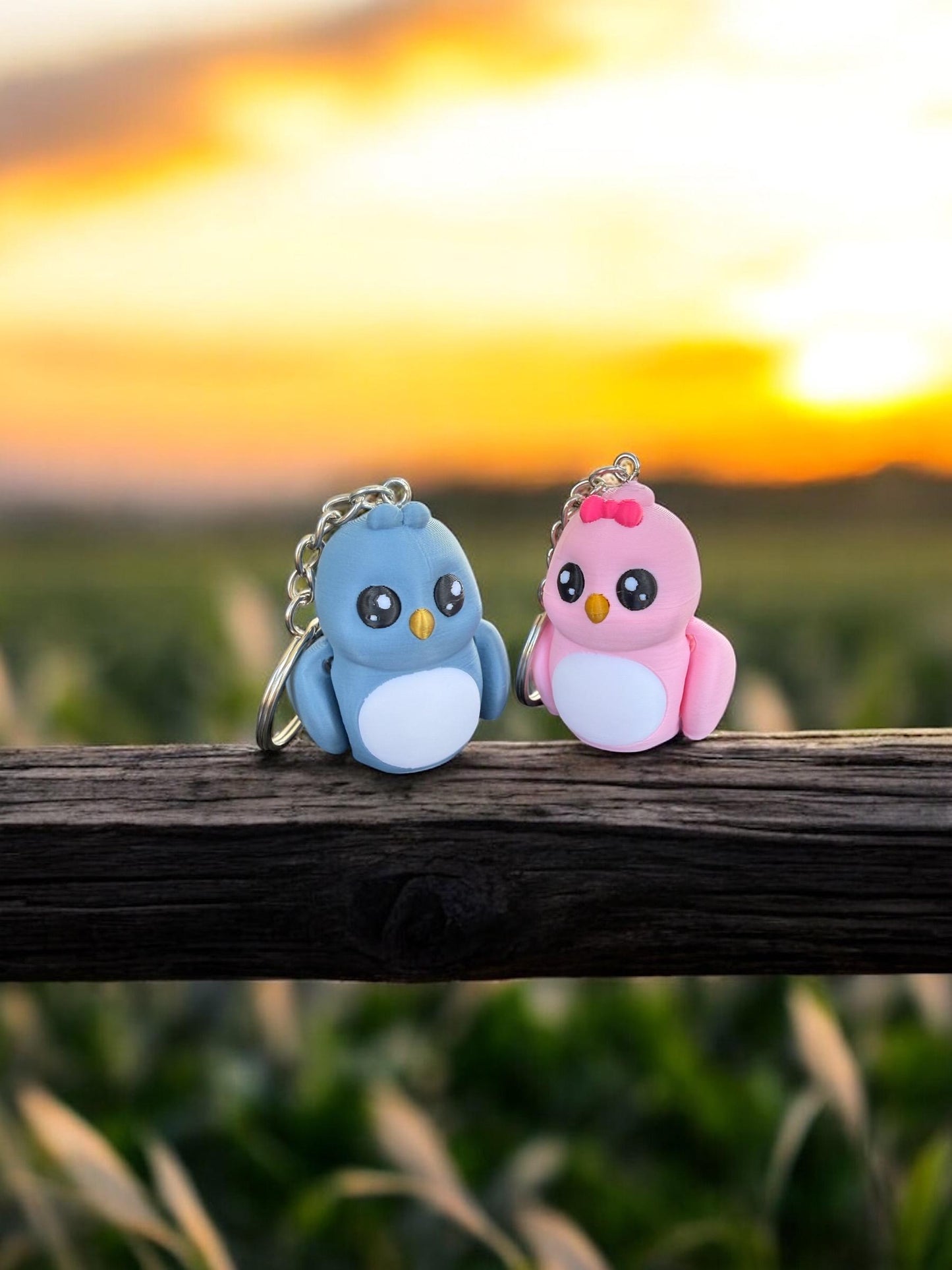 Pink and Blue Love Bird Keychains / 3d printed Birds - RJM Customs