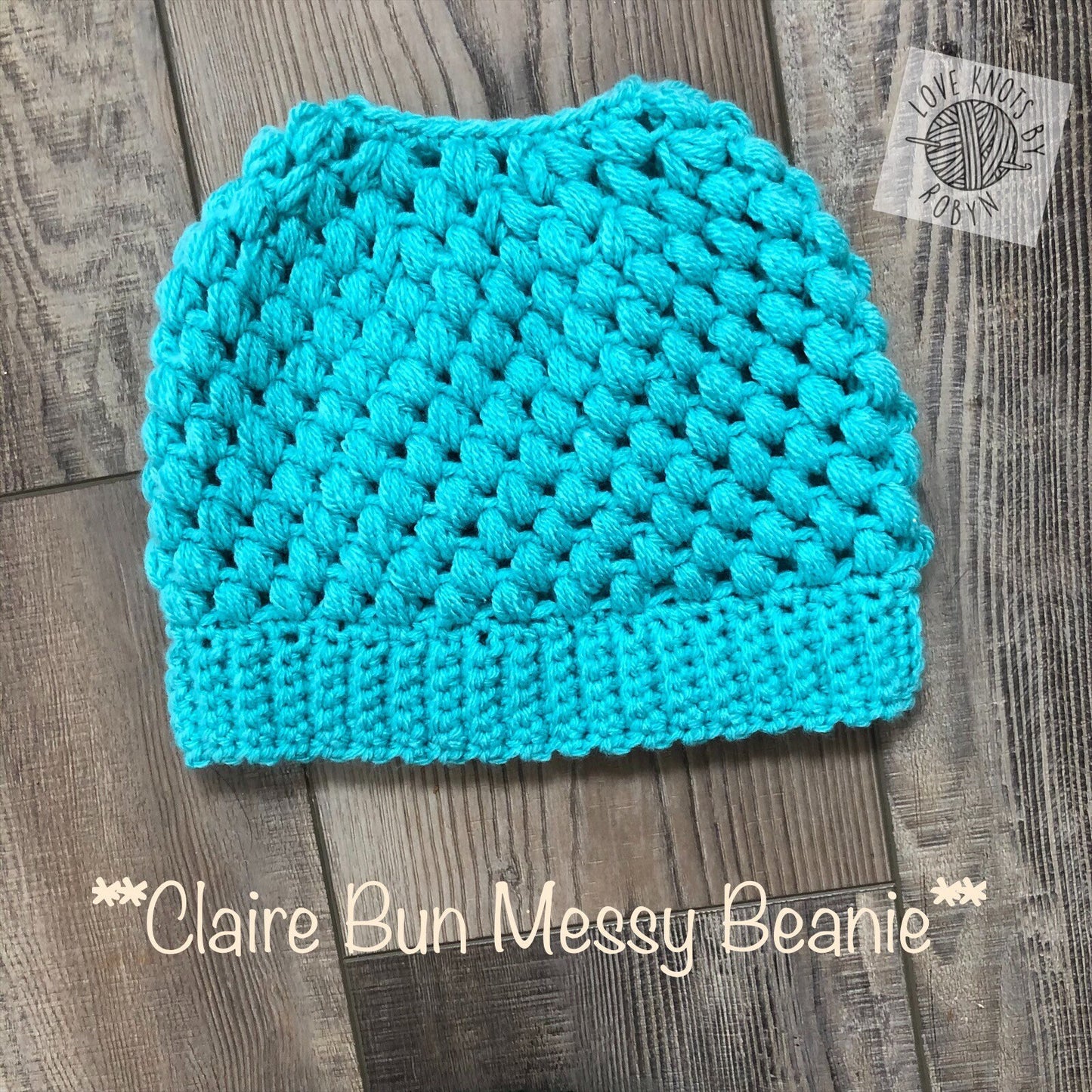 Claire Bun Beanie / Crochet Messy Bun Beanie