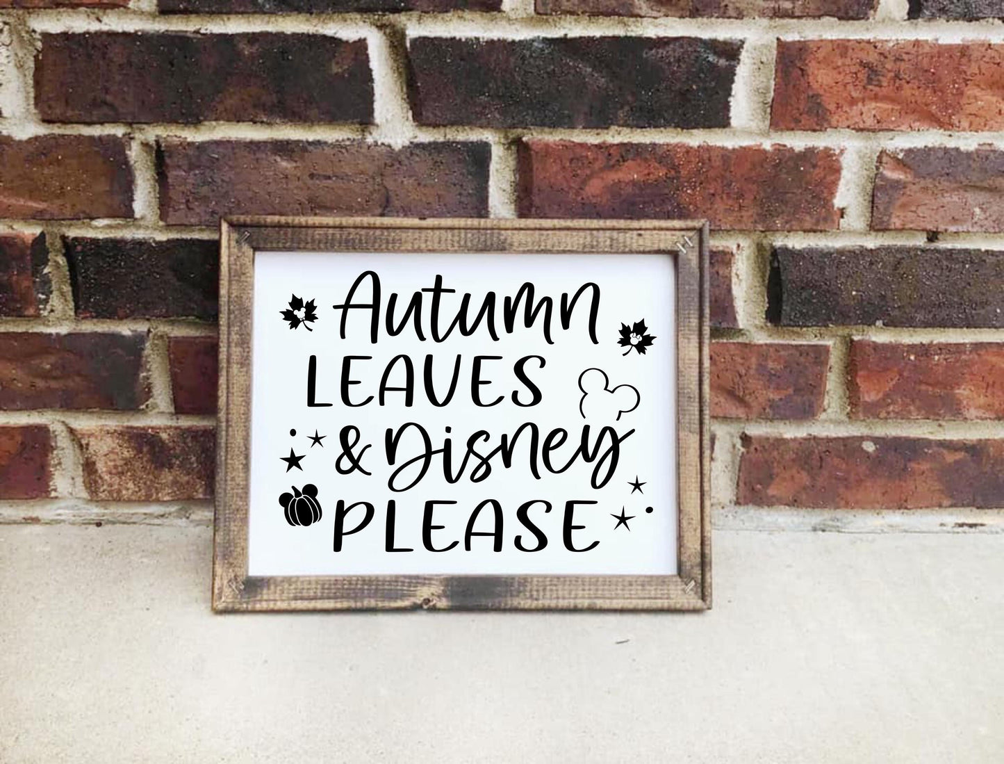 Autumn Leaves And Disney Please Reverse Canvas Sign | Fall Canvas Sign - RJM Customs