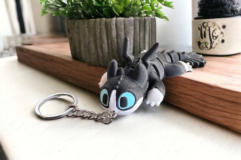 Mini Baby Black Dragon Keychain - RJM Customs