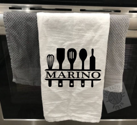 Flour Sack Kitchen Towels - Farmhouse Towels - Rae Dunn Flour Sack Towels - Personalized Kitchen Towel