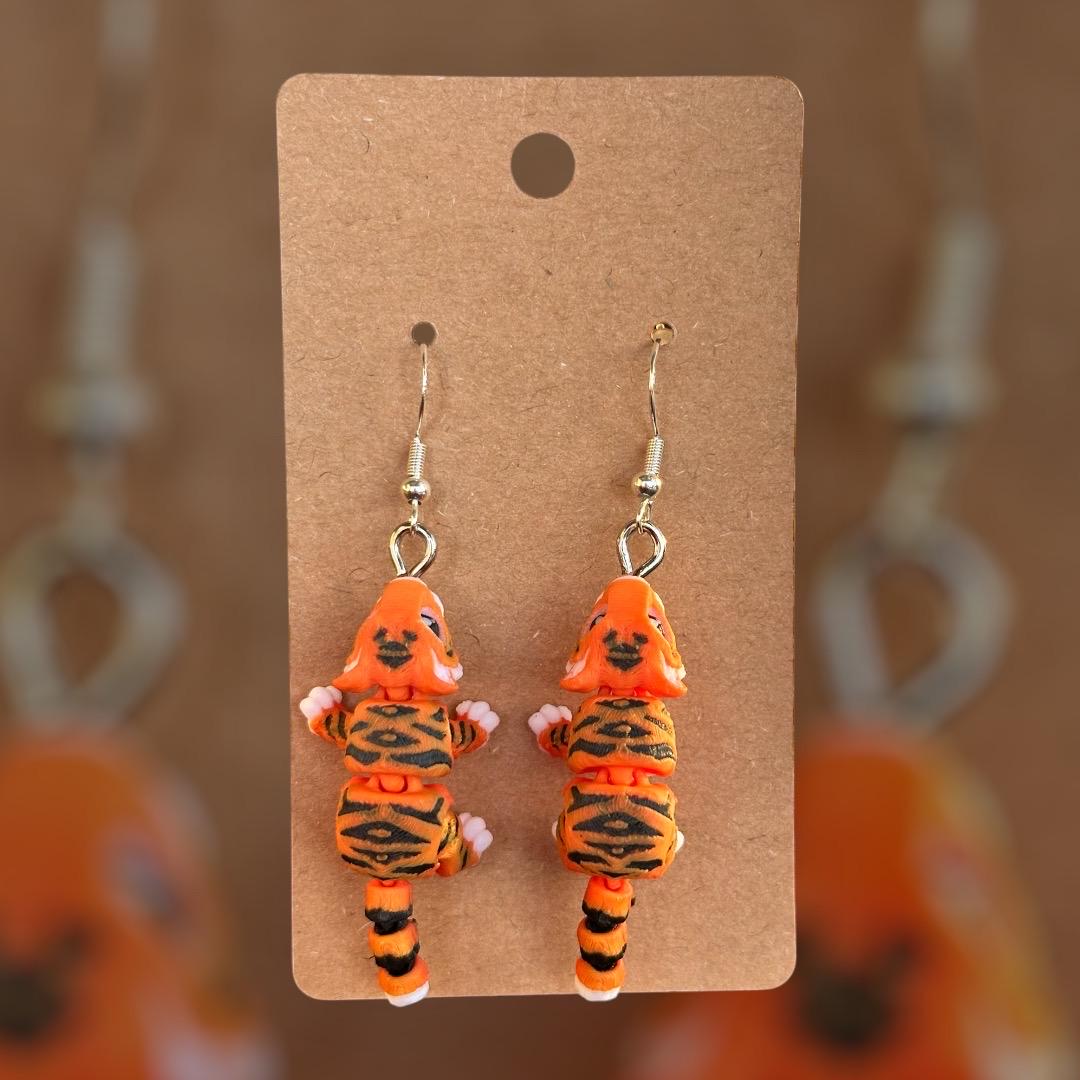 Tiger Earrings / 3d printed earrings
