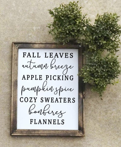 Fall Leaves Autumn Breeze Reverse Canvas Sign | Fall Saying Canvas Sign