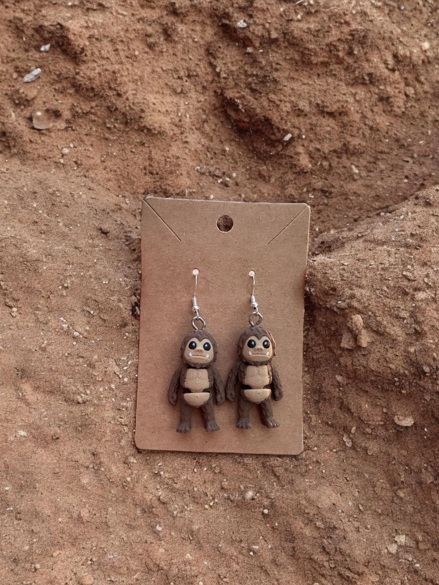 Sasquatch Earrings / 3d printed Big Foot earrings - RJM Customs