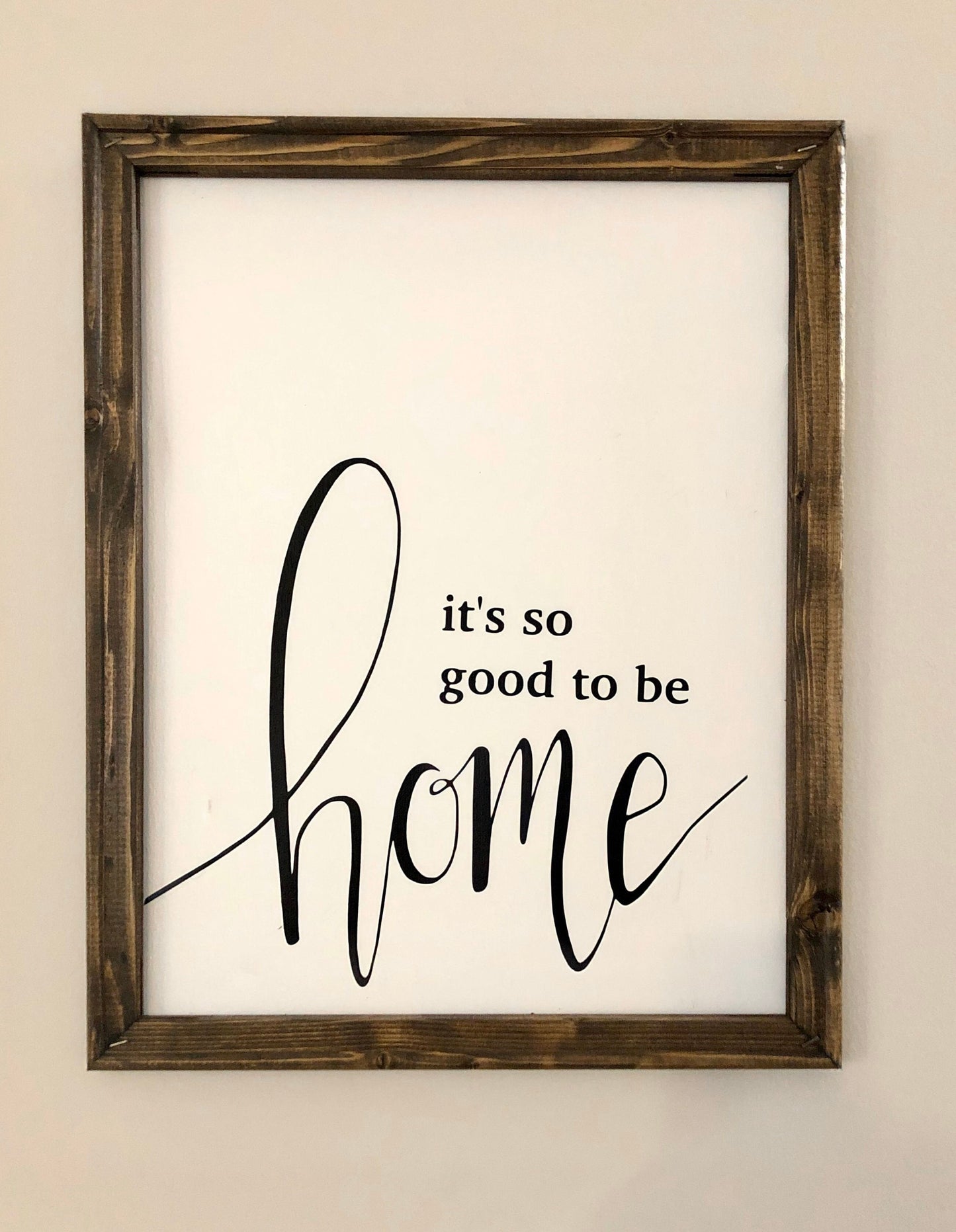 It’s So Good To Be Home Reverse Canvas sign
