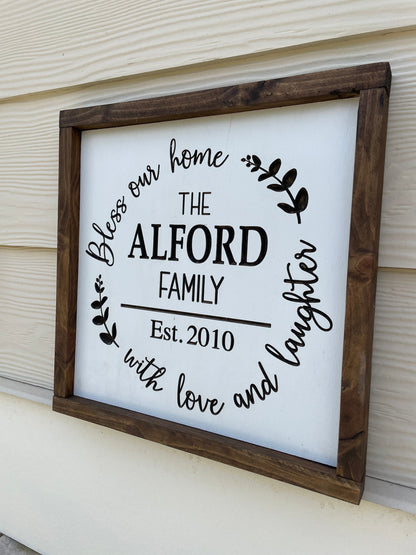 Bless Our Home Family Sign/ Farmhouse Family Sign