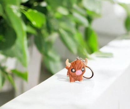 Highland Cow Keychain / 3D Printed Cow