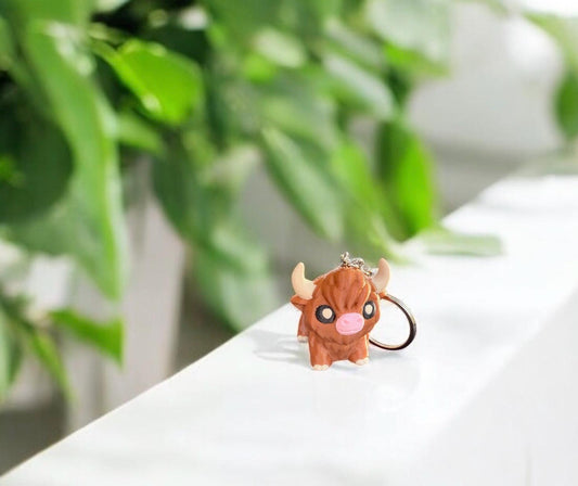 Highland Cow Keychain / 3D Printed Cow