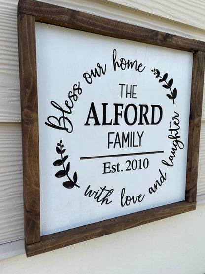 Bless Our Home Family Sign/ Farmhouse Family Sign