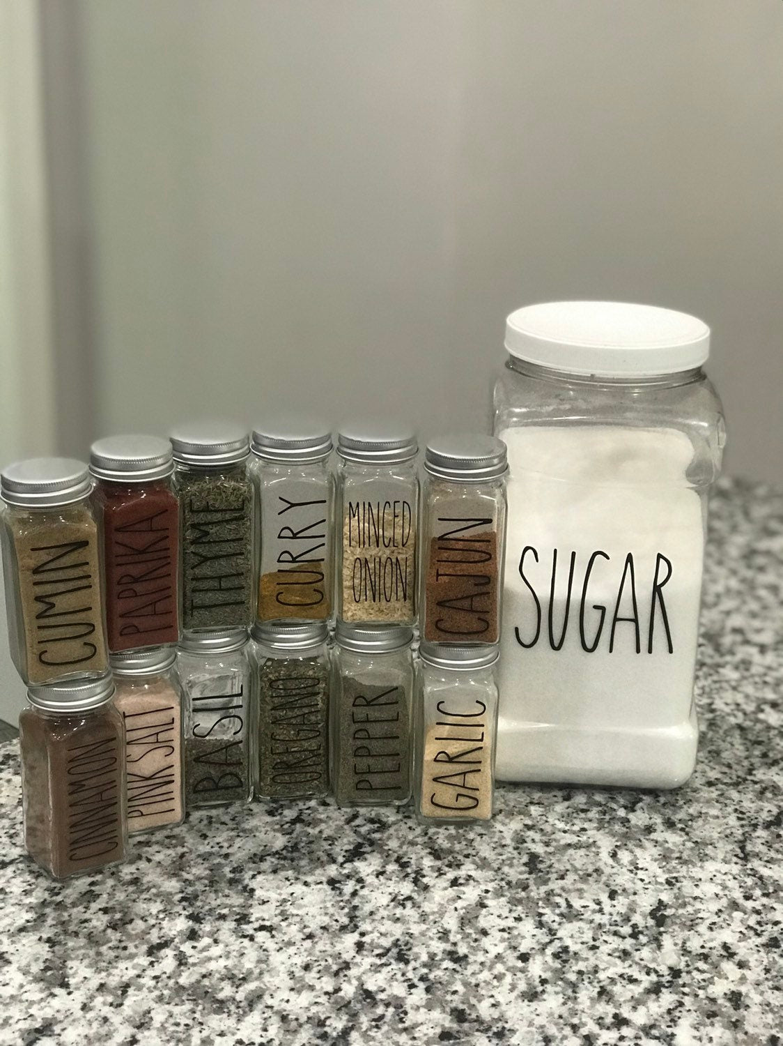 Rae Dunn Inspired Spice Decals / Farmhouse Kitchen Spice Decals / Spice Jar Decals - RJM Customs