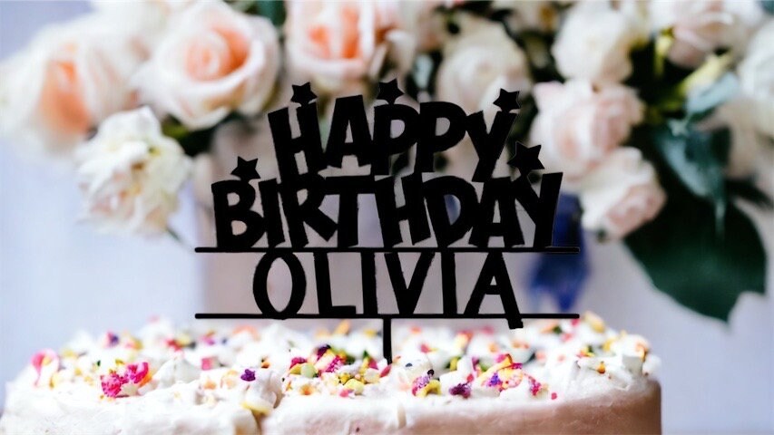 Personalized Happy Birthday Cake Topper / 3d printed cake topper