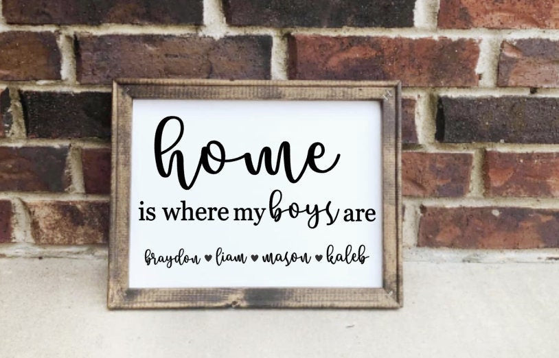Personalized Home is Where my Boys are Canvas Sign