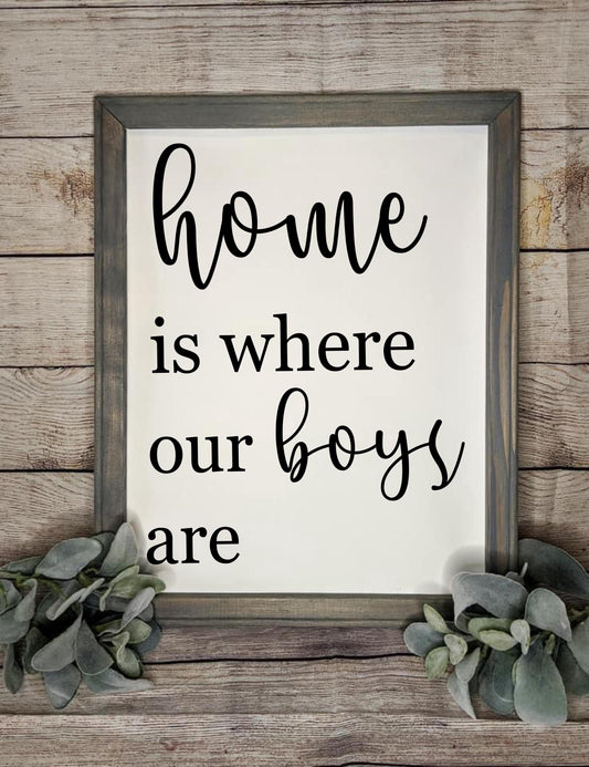 Home Is Where Our Boys are Reverse Canvas Sign