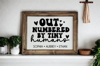 Out Numbered By Tiny Humans Personalized Canvas Sign - RJM Customs