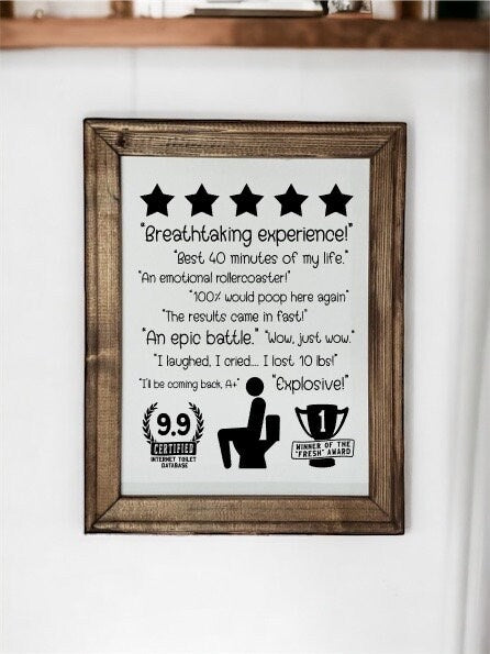 Humorous Bathroom Reverse Canvas Sign - RJM Customs