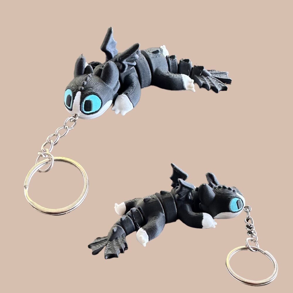 Mini Baby Black Dragon Keychain - RJM Customs