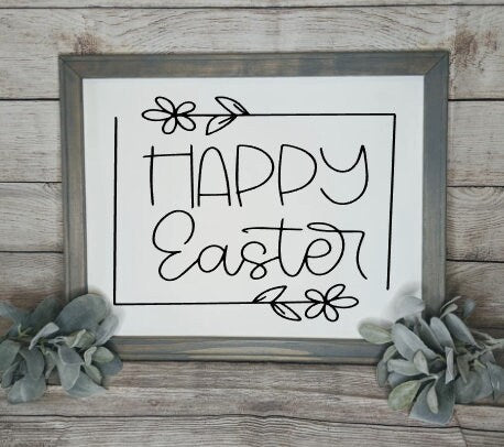 Happy Easter Reverse Canvas Sign