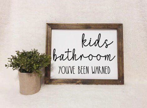 Kids Bathroom Reverse Canvas Sign