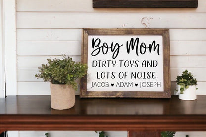 Boy Mom Canvas Sign