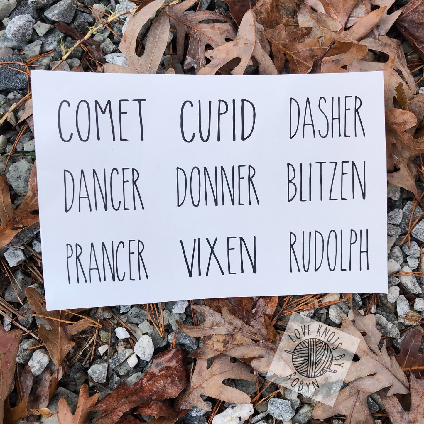 Rae Dunn Inspired Ornaments DECALS / Reindeer Ornament DECALS (SET of 9)