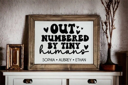 Out Numbered By Tiny Humans Personalized Canvas Sign - RJM Customs