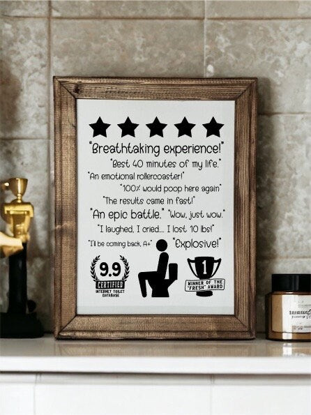 Humorous Bathroom Reverse Canvas Sign - RJM Customs