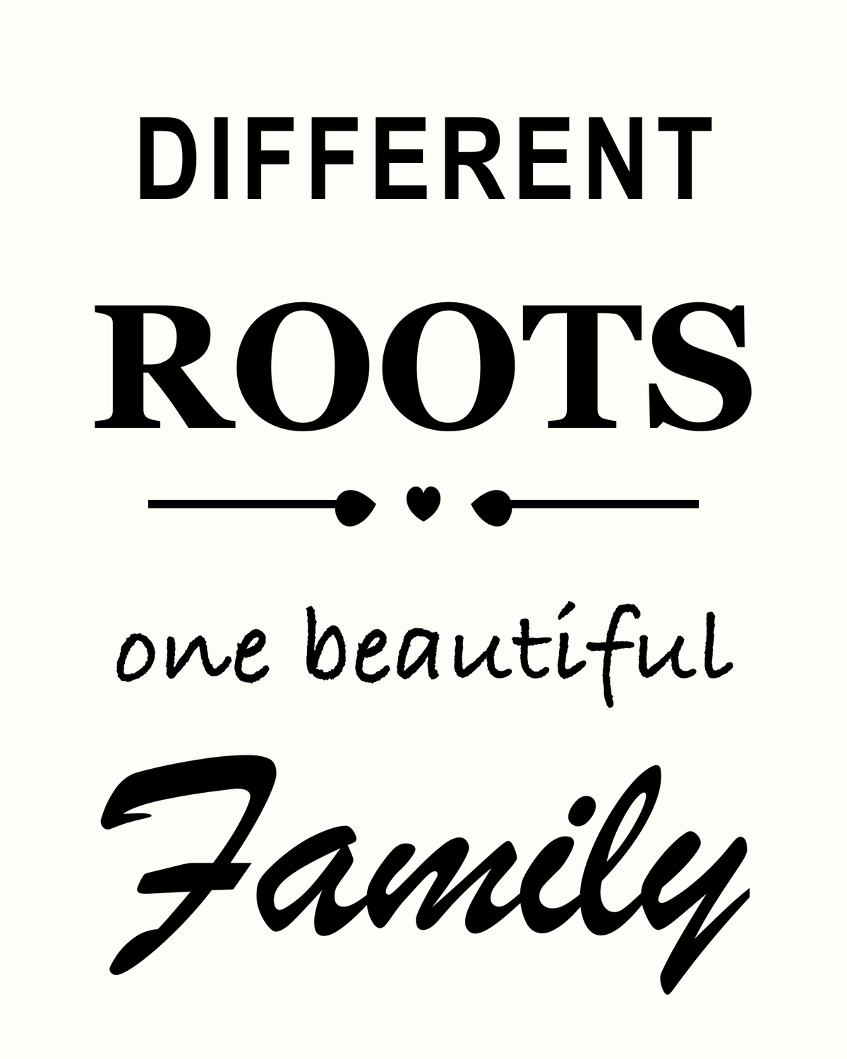 Black Different Roots One Beautiful Family cutter design on an off-white background