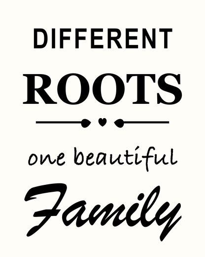 Black Different Roots One Beautiful Family cutter design on an off-white background