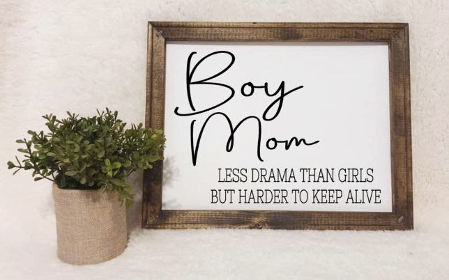 Boy Mom Canvas Sign - RJM Customs